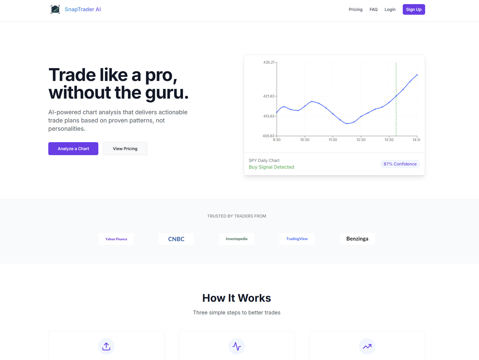 SnapTrader AI platform homepage